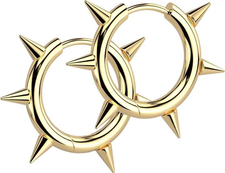 Produktbild Star Piercing Ohrring zum Klappen vergoldet mit Cones (ohne Messing, Chirurgenstahl 316L)