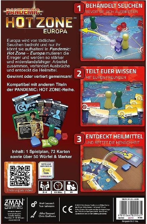 Actual product image Asmodée ZMND0020 - Pandemic: Hot Zone: Europa - Board game 2-4 players, ages 8+ (DE edition) (German)