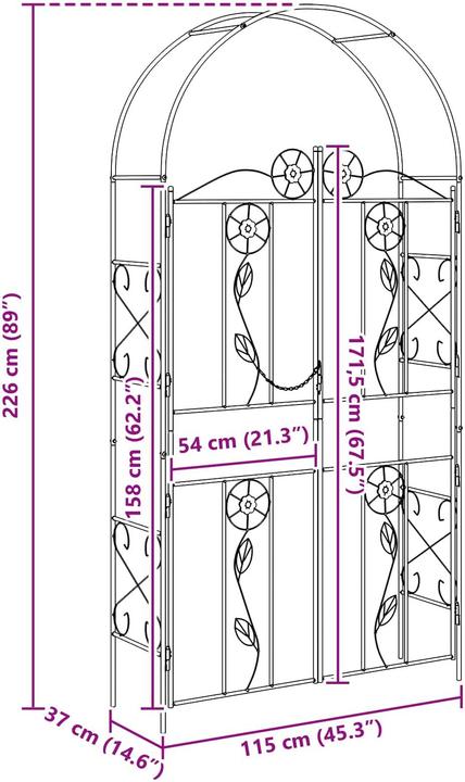 Image du produit vidaXL Gartenbogen (115 cm, 37 cm)