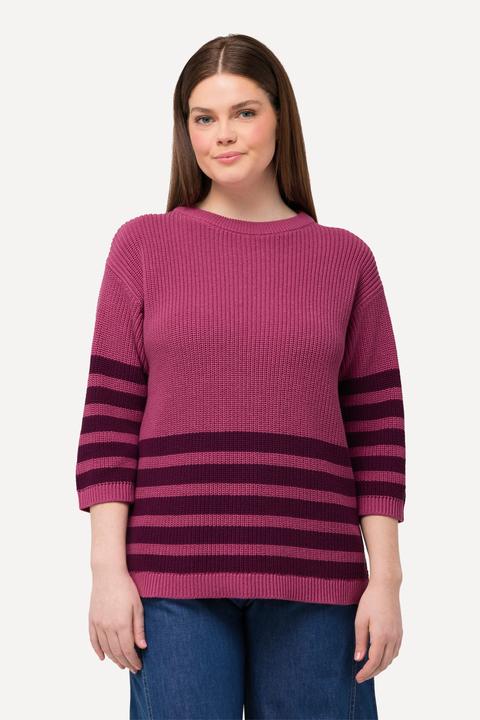 Produktbild Ulla Popken Pullover, Streifen, Boxy, Rundhals, 3/4-Arm (56)