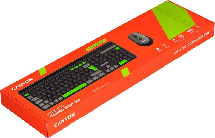 Actual product image Canyon Computer keyboard HSET-W5 EN Keyboard+Mouse AAA+AA Wireless Black (US, Wireless)