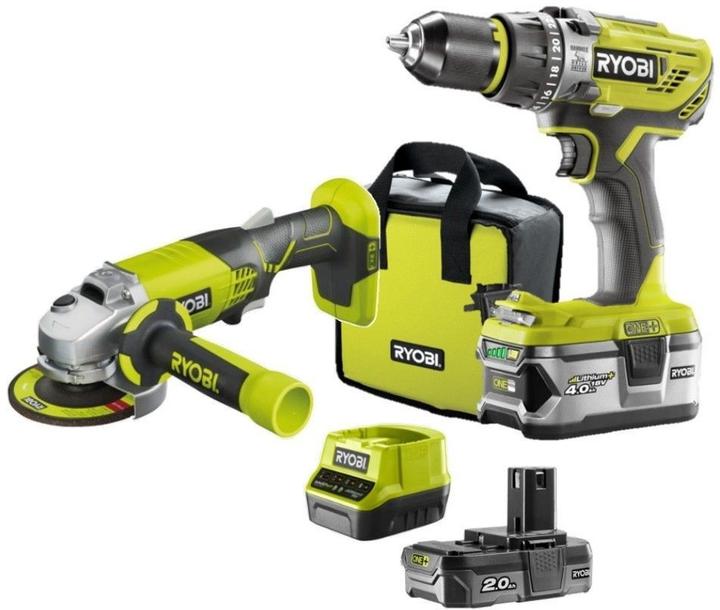 Ryobi 18 V ONE+ Kombo-Kit R18CK2-2C20G, Akku-Schlagbohrschrauber, Akku-Schlagschrauber, 2 Akkus (2,0