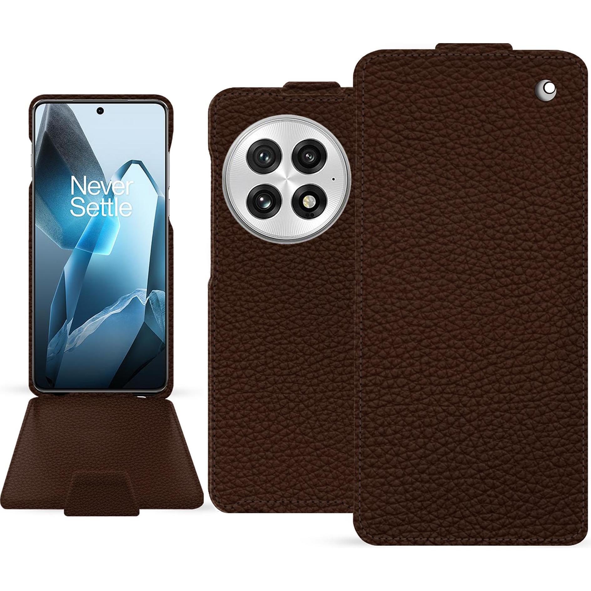 Noreve Lederschutzhülle vertikal (OnePlus 13), Smartphone Hülle, Braun
