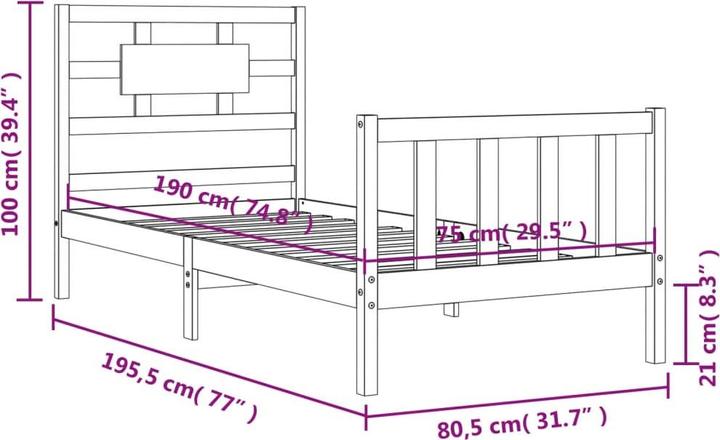 Image du produit vidaXL Bettgestell (75 x 190 cm)
