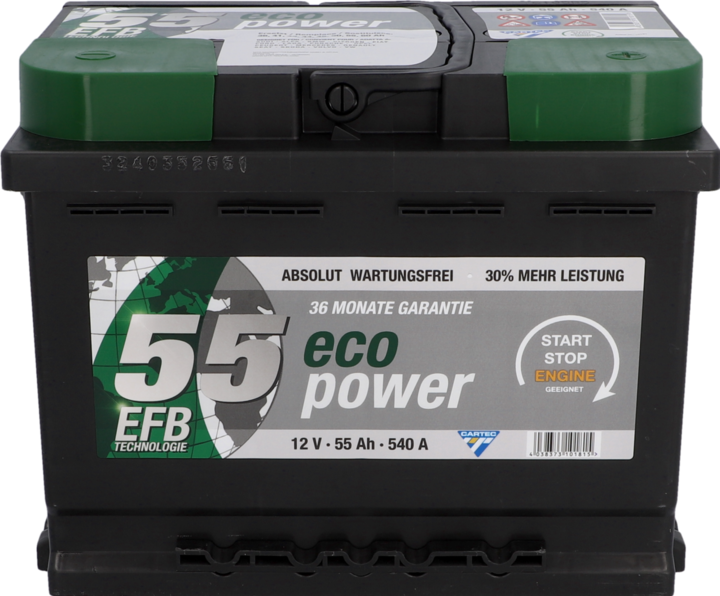 Actual product image Cartec Eco Power 55 EFB (12 V, 55 Ah, 480 A)