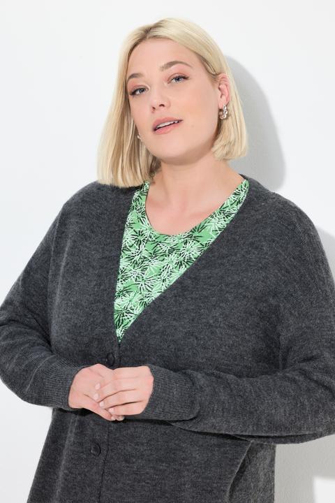 Immagine prodotto Ulla Popken Strickjacke, Boxy-Schnitt, V-Ausschnitt, Knopfleiste (54)