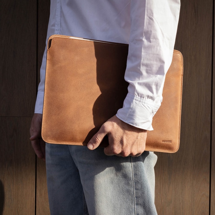 Produktbild Accezz Leather Laptop hoes MacBook 14 inch - Laptopsleeve - Cognac (14", Apple)
