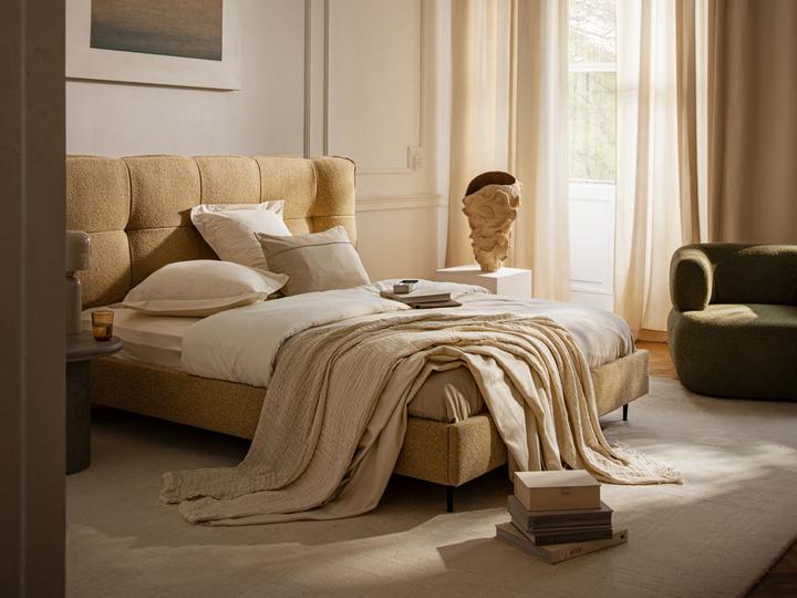 Actual product image Micadoni Boucle Storage Bed with Headboard, "Eric", Brick, 220x270x114 Made in Europe (180 x 200 cm)
