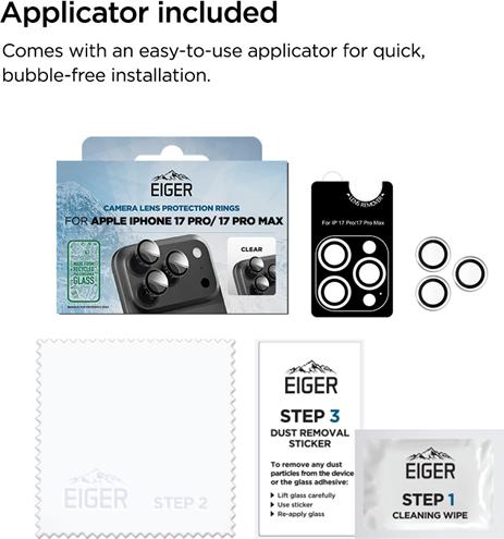 Actual product image Eiger Camera lens protection ring Mountain Glass (1 pcs., Apple iPhone 17 Pro)