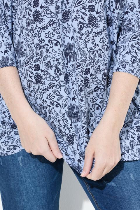 Produktbild Ulla Popken Shirt, Blüten, A-Linie, Rundhals, 3/4-Arm (42, 44)