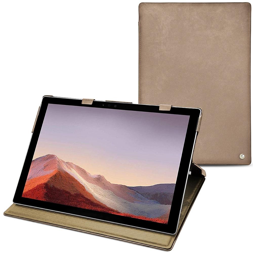 Noreve Lederschutzhülle vertikal (Microsoft Surface Pro 7), Tablet Hülle, Beige