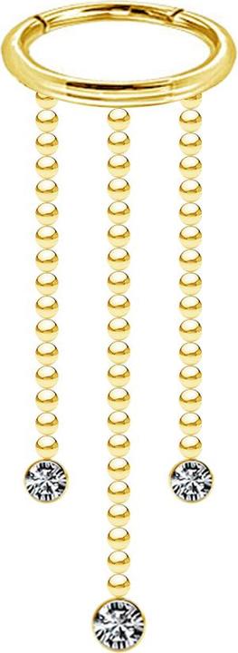 Image du produit Star Piercing Pendentif horizontal à trois chaînes boules cylindriques cristal argenté (sans laiton, Acier chirurgical 316L)