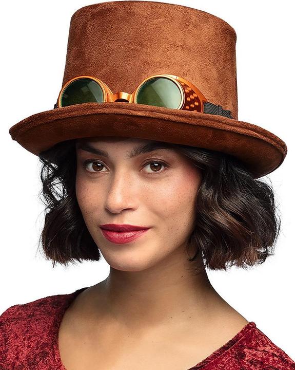 Produktbild Boland Steampunk Hut in Lederoptik Braun mit Brille