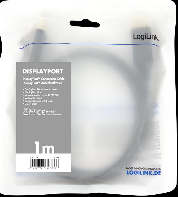 Actual product image LogiLink DisplayPort — DisplayPort (1 m, DisplayPort)