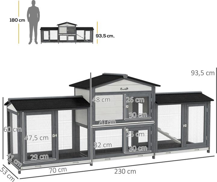 Actual product image PawHut Kaninchenstall Tannenholz, Stahl Mehrfarbig