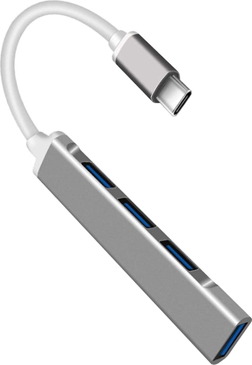 Produktbild JTI USB-C-Hub mit 4 Anschlüssen - Silber (USB-C, 4 Ports)