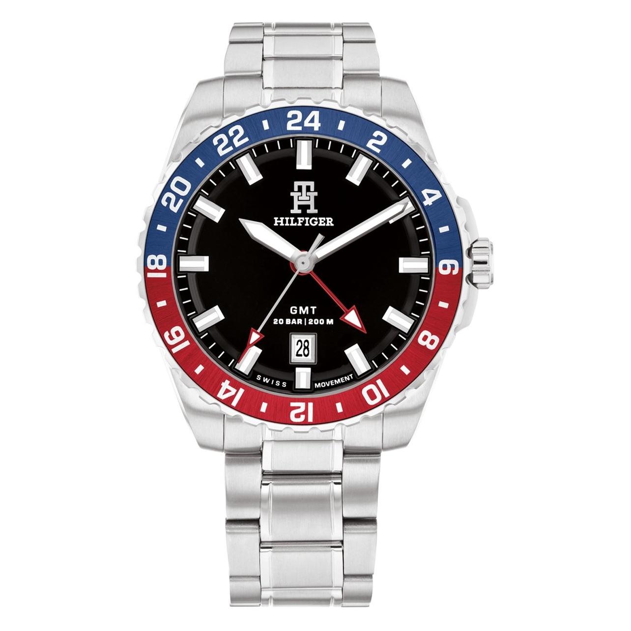 Tommy Hilfiger, Horloge, - TH85 Gmt 1792131, Zilver, Zwart, (42 mm)