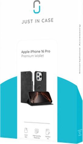Actual product image Just in Case Pu-Leather Premium Book Case Black Apple iPhone 16 Pro (Apple iPhone 16 Pro)