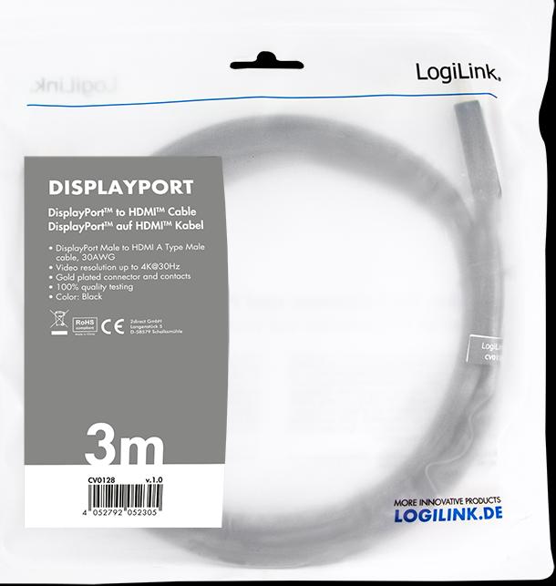 Produktbild LogiLink DisplayPort — HDMI (Typ A) (1 m, DisplayPort, 1.4)
