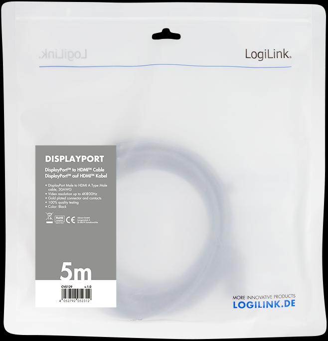 Produktbild LogiLink DisplayPort — HDMI (Typ A) (5 m, DisplayPort, 1.4)