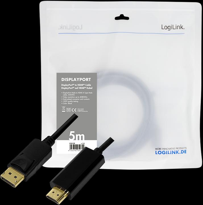 Produktbild LogiLink DisplayPort — HDMI (Typ A) (5 m, DisplayPort, 1.4)
