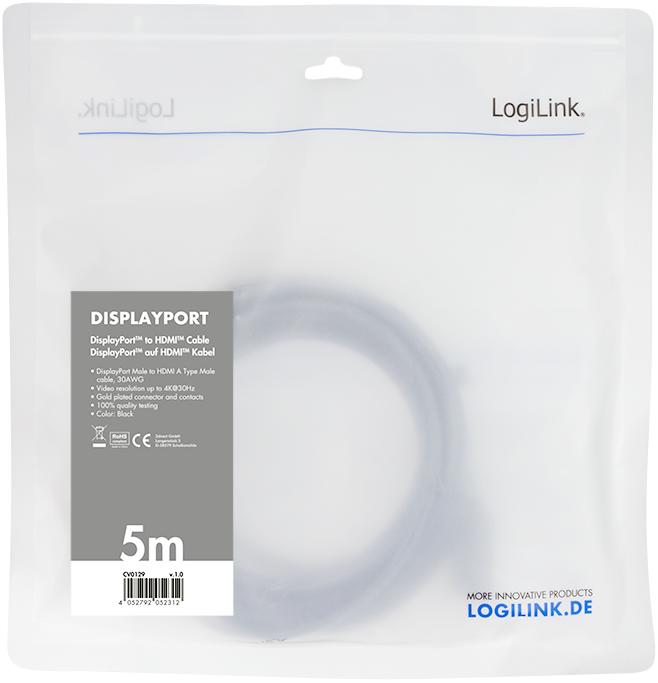 Produktbild LogiLink DisplayPort — HDMI (Typ A) (2 m, DisplayPort, 1.4)