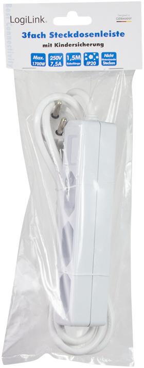 Produktbild LogiLink Steckdosenleiste (3x, CEE 7/16, 1.50 m)