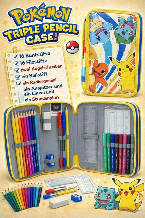 Produktbild CyP Brands Pokemon triple pencil case