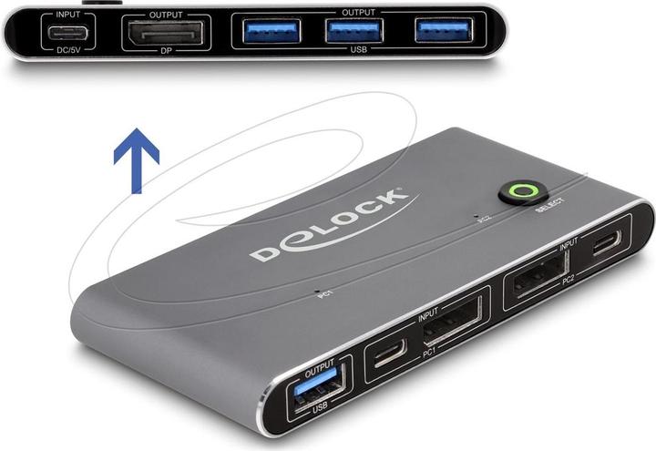 Produktbild Delock DisplayPort KVM Switch 8K 30 Hz mit USB 5 Gbps