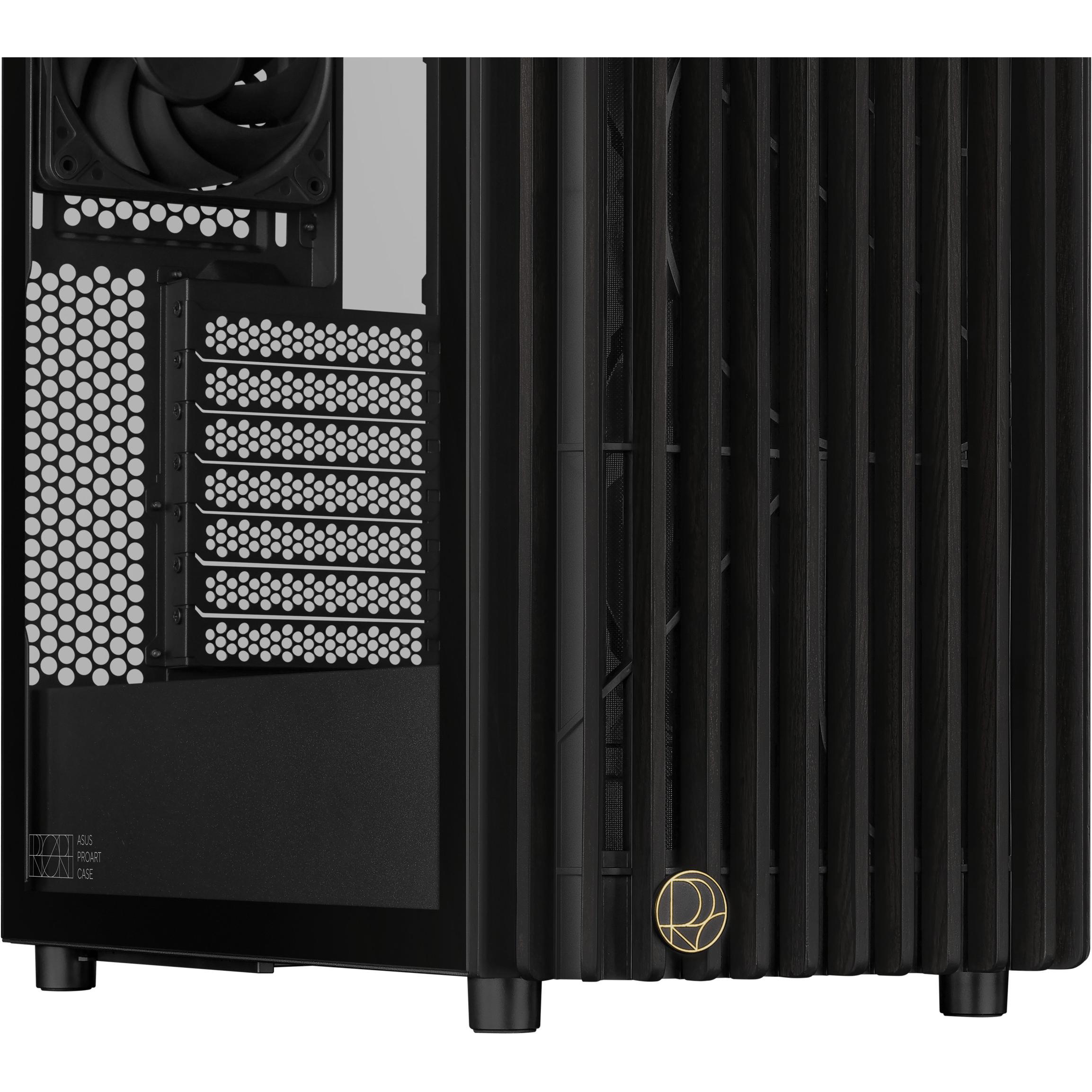 ASUS Case PROART PA401 WOOD TG PWM BLACK (ATX), PC Gehäuse, Schwarz