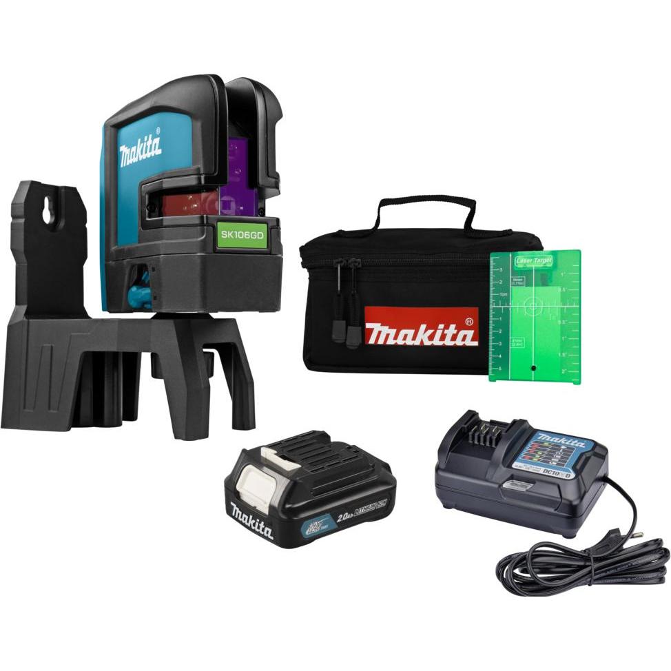 Makita, Laser lineare, SK106GDWA Livella laser a batteria con punti di rilevamento CXT, (laser verde), 1x2,0AH