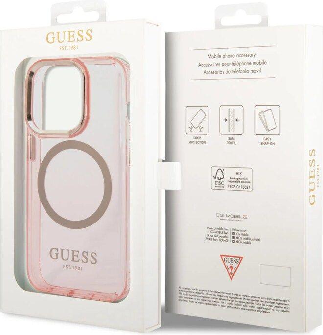 Actual product image Guess Translucent MagSafe Compatible Case for Apple iPhone 14 Pro Max - pink (Apple iPhone 14 Pro Max)