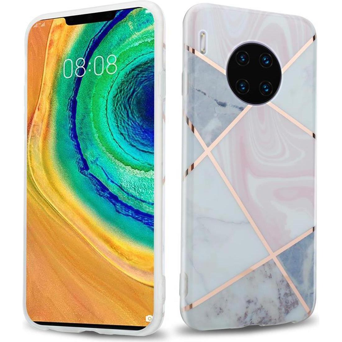 Cadorabo IMD TPU Bunter Marmor Cover (Huawei Mate 30 Pro), Smartphone Hülle, Rosa