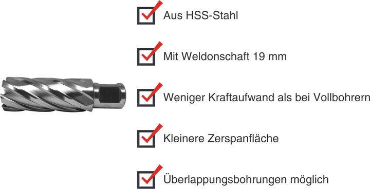 Produktbild Paulimot HSS-Kernbohrer mit Bohrtiefe 55 mm, Ø 25 mm (25 Millimeter)