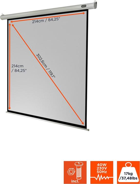 Actual product image Celexon Economy electric screen - screen - ceiling mounting possible, suitable for wall mounting (120.08", 1:1)