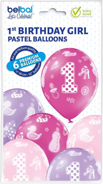 Actual product image Amscan Balloons, 6 pieces, assorted, number 1 (6x)