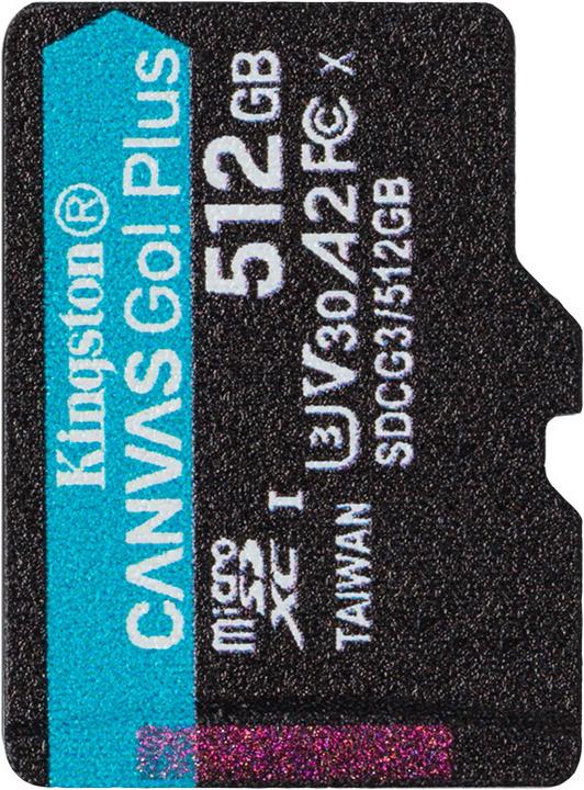 Actual product image Kingston Canvas Go Plus (512 GB, microSDXC, U3, UHS-I)