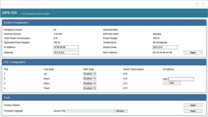 Actual product image D-Link DPS-520 PoE Adapter Fast Ethernet, Gigabit Ethernet (4 ports)