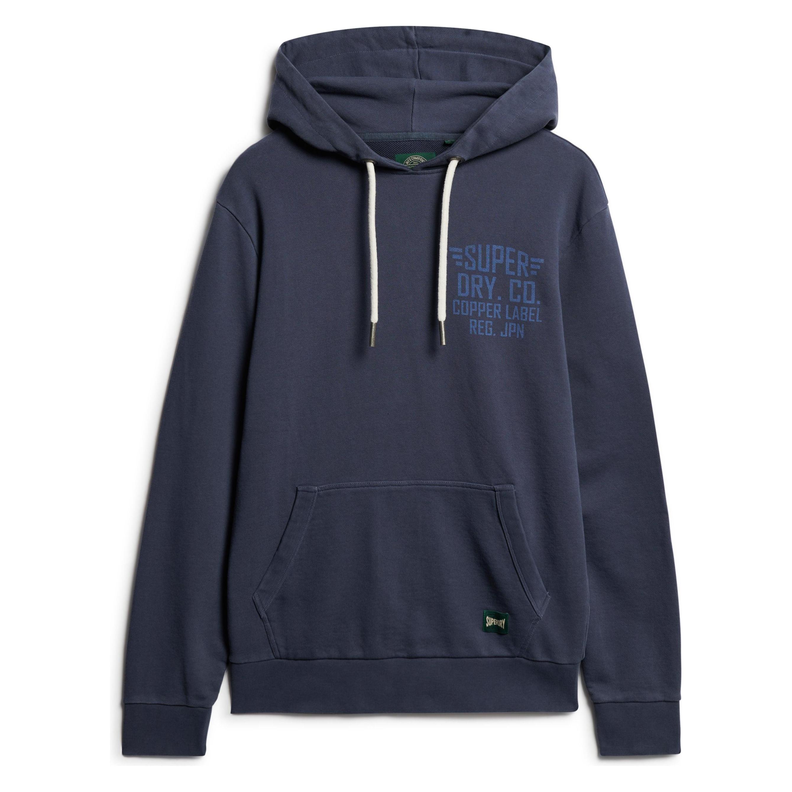Superdry, Herren, Pullover, Copper Label Hoodie Mit Grafik Auf Der Brust, Blau, (S)