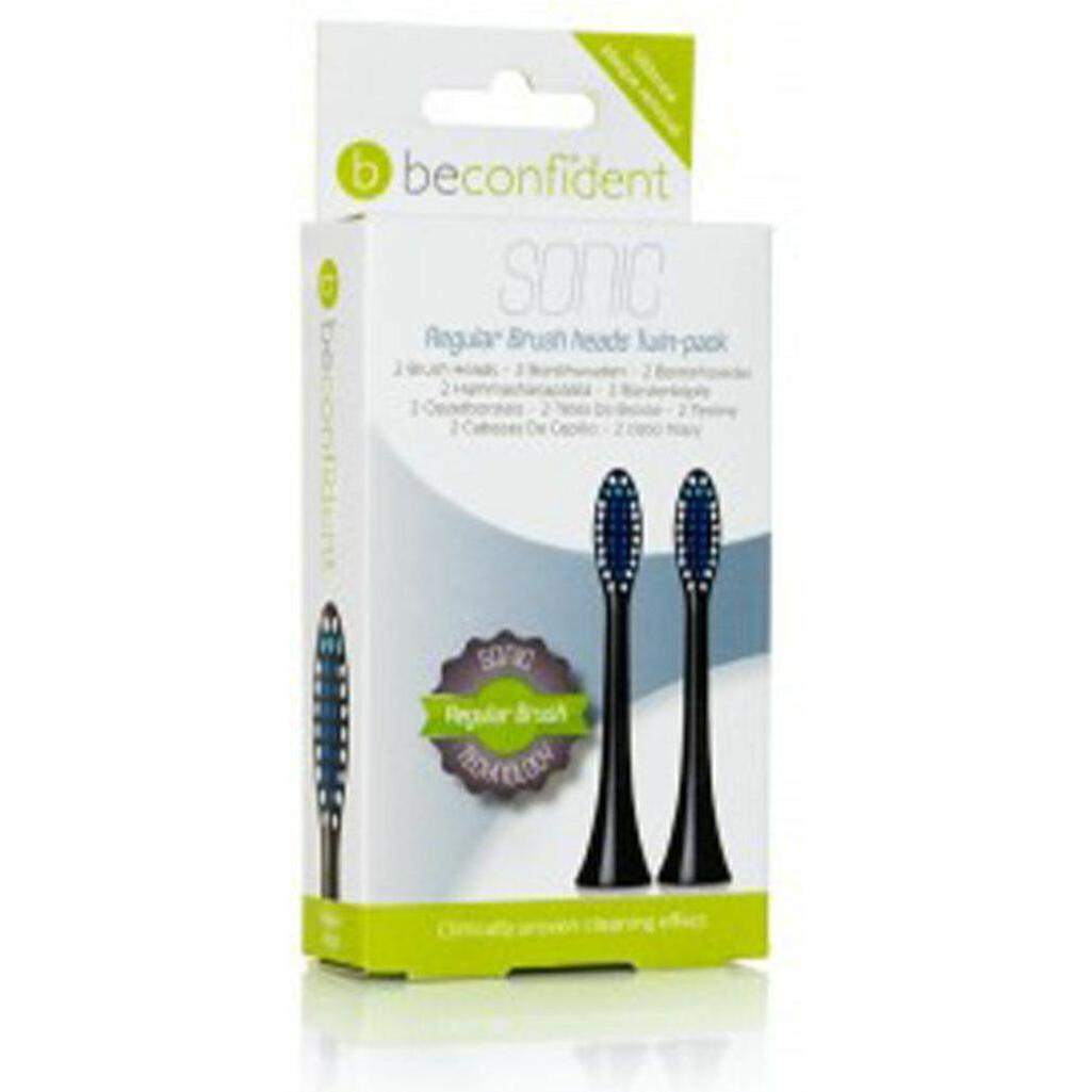 Beconfident, Zahnbürstenkopf, Regular Sonic Twin-pack Ersatz Bürstenköpfe in Schwarz (2 Stück) (2 x)