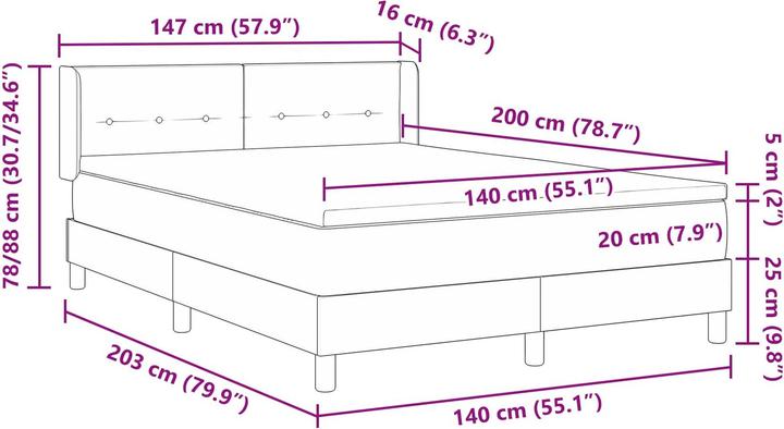 Produktbild vidaXL Boxspringbett (140 x 200 cm)