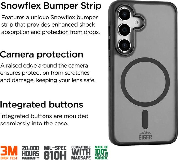 Image du produit Eiger 3m Ultra-Protection Magsafe-Case GRS Blizzard Magsafe Case GRS Black (Samsung Galaxy S25)
