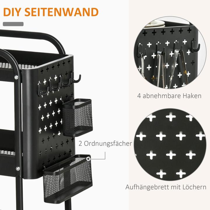 Image du produit Homcom Servierwagen Stahl, Kunststoff Schwarz