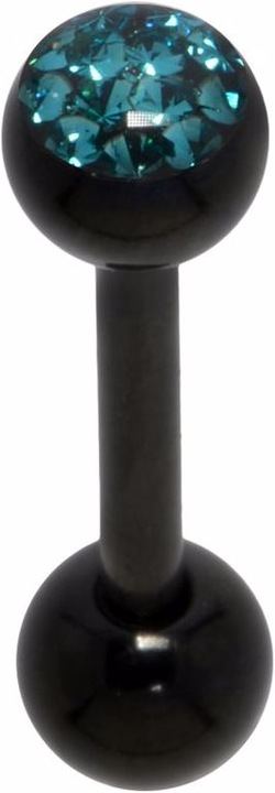 Produktbild Bijouteria Zungenpiercing (PVD Beschichtung (schwarz), Epoxiharz, Kristall, Chirurgenstahl 316L)