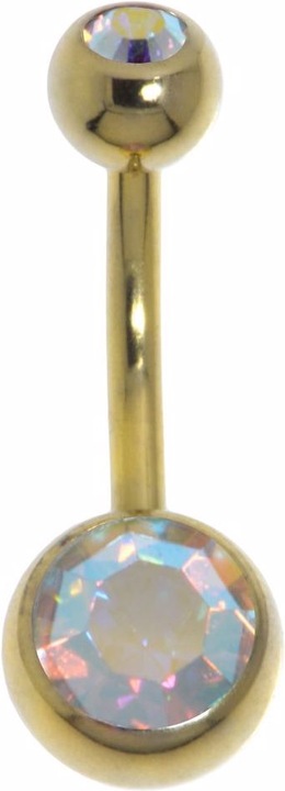 Immagine prodotto Bijouteria Piercing ventre (Vetro (di orologio), Acciaio allo zirconio, Rivestimento in PVD (colore oro))