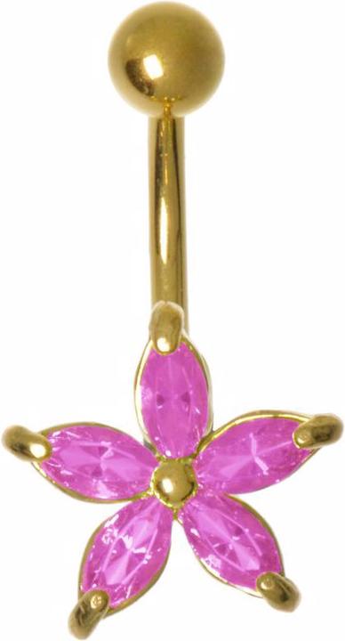 Produktbild Bijouteria Bauchpiercing (Messing rhodiniert, PVD Beschichtung (goldfarbig), Zirkonia)
