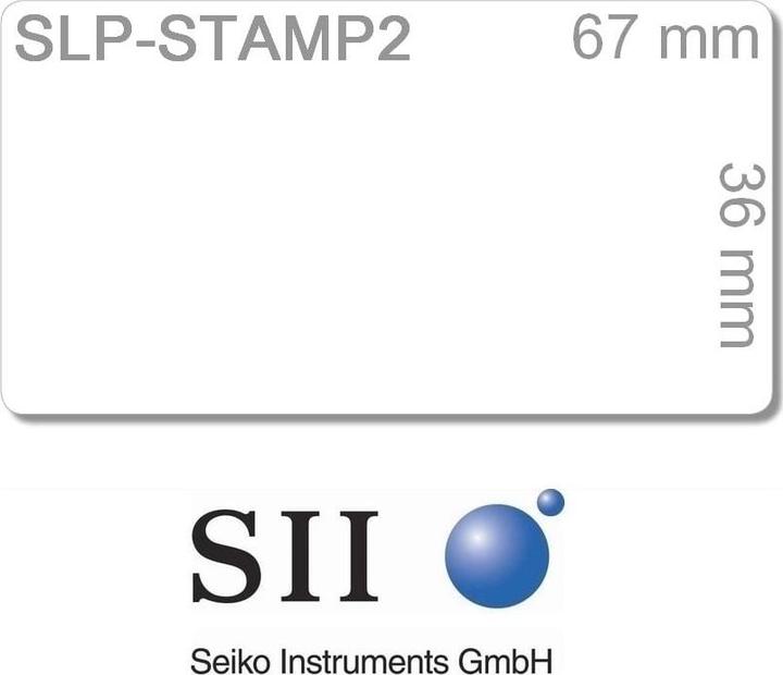 Produktbild Seiko SLP-Stamp 2 Briefmarkenetiketten mit Logo, 2 Rollen à 310 Etiketten (3.60 cm)