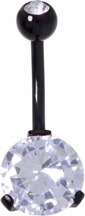 Image du produit Bijouteria Piercing nombril (Zircone, Cristallin, Revêtement PVD (noir), Acier chirurgical 316L)