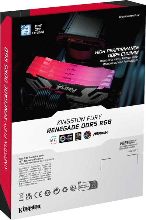 Actual product image Kingston 48GB 8800MT/s DDR5 CL42 CUDIMM Kit of 2 FURY Renegade RGB Silver (2 x 24GB, 8800 MHz, DDR5 RAM, CU-DIMM)