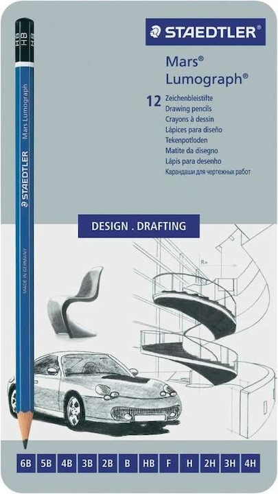 Produktbild Staedtler 4007817104729 Füller- & Stiftegeschenkset Papierschachtel (2H, 5B, 4B, 3H, 4h, 6B, B, F, 3B, HB, H, 2B, 12 x)